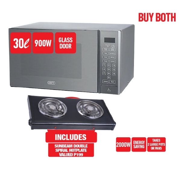 Picture of Defy Microwave Oven 30Lt DMO390+Sunbeam Hotplate Spiral 2 Pl