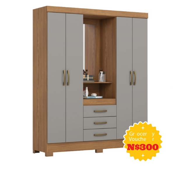 Picture of Denise 4 Door Robe   Grey+ P1000 VOUCHER