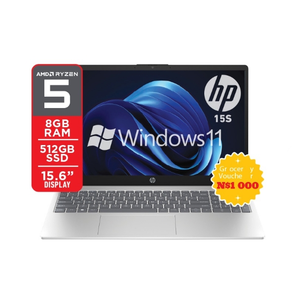 Picture of HP 15s Ryzen 5 15.6" Laptop 8GB 512GB SSD W11H+P500 VOUCHER