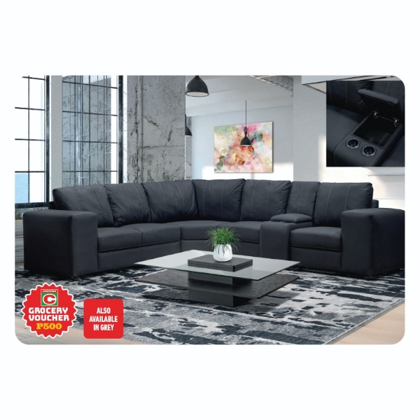 Picture of Hazel 5 Piece Corner L/S with Console   Black+P500 VOUCHER