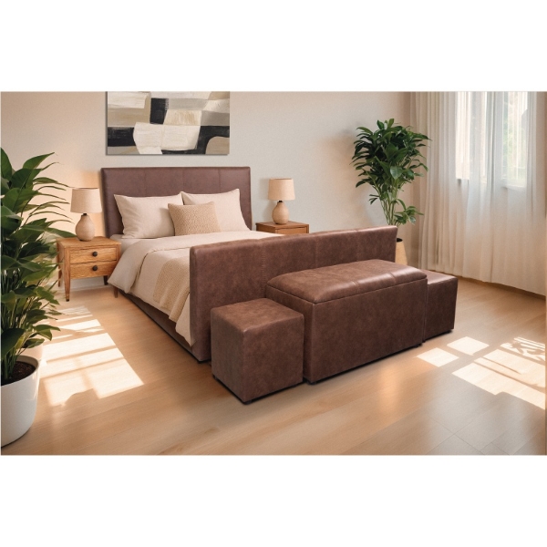 Picture of Hampton 152cm Queen Bed Surround + Blanket Box & 2 Ottomans