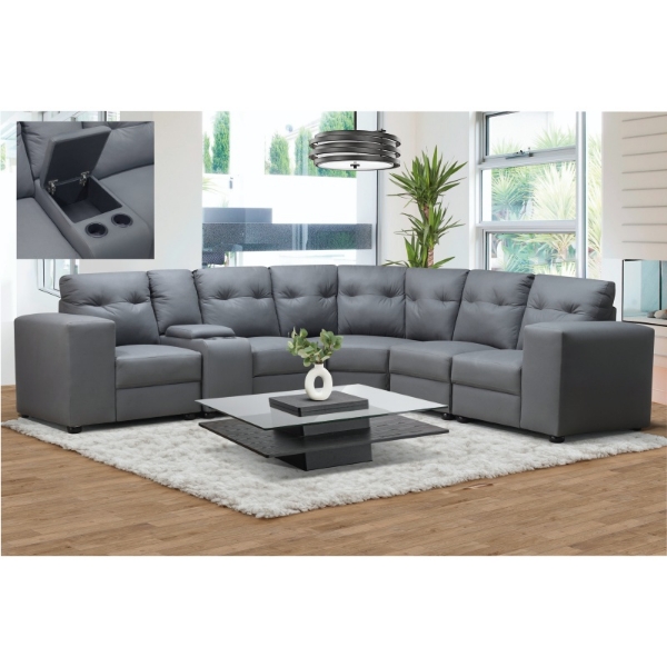 Picture of Hazel 5 Piece Corner Lounge Suite with Console - Grey