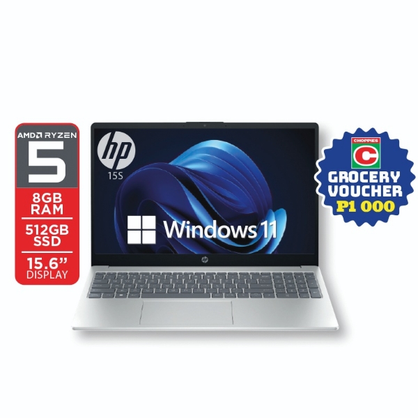 Picture of HP 15s Ryzen 5 15.6" Laptop 8GB 512GB SSD W11H+P1000 VOUCHE