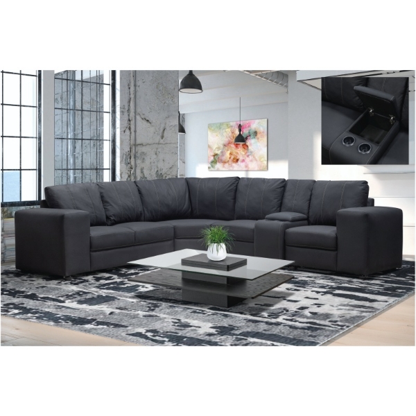 Picture of Hazel 5 Piece Corner Lounge Suite with Console - Black